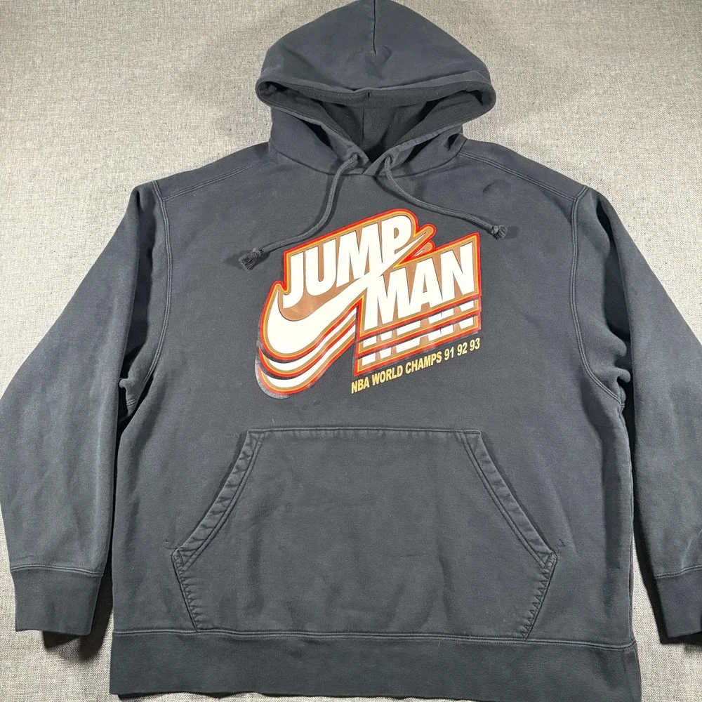 Jordan Hoodie Mens XXL Black Hoodie Jumpman NBA World Champs Three Peat Pullover